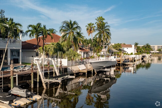Luxury homes line ocean access canals in the Tropic Isle neighborhood in Delray Beach, FL.
