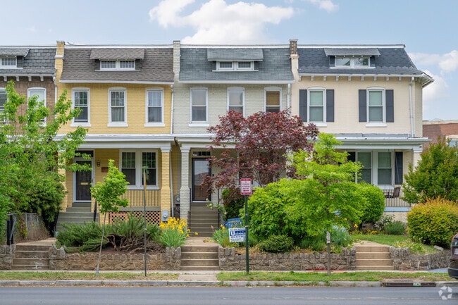 Two-story single-family row homes on D St SE in Hill East.