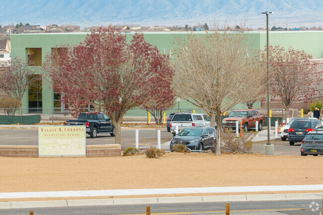 Maggie Cordova Elementary School front of school and sign.