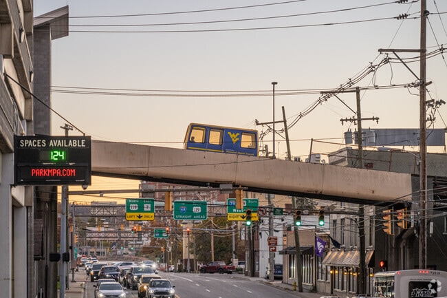 An evening view looking toward the city from Sunnyside shows the hustle and bustle.