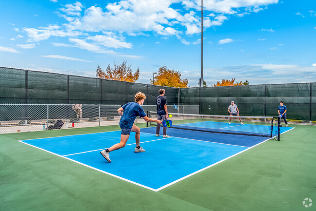 The brand new pickleball park at Campus Oaks Park is a popular destination for residents.