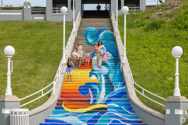 The stairs at Lake Bluff Park in Saint Joseph provide access to the beach from downtown.
