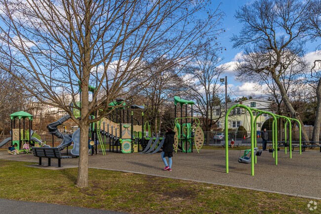 Emerson Playground has many slides and playground activities for kids.
