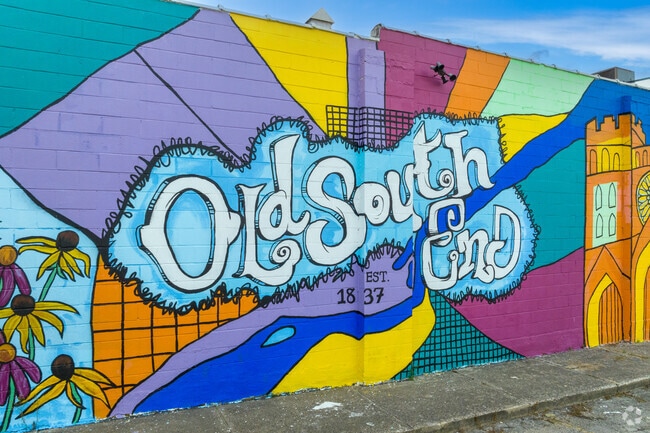 Old South End mural painted by Bowling Green University School of Fine Art in Southside.