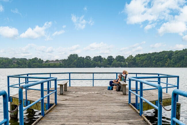 Residents of Gault Village can enjoy calming lakeside views from the neighborhood's boardwalk.