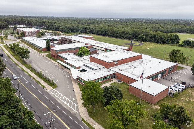 The sprawling campus of the Dartmouth Middle School is adjacent to Town Hall.