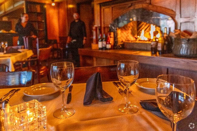 The fireplace in the Carvers Steaks & Chops in Rancho Bernardo.