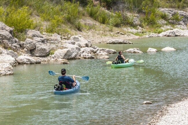 Kayaking on the Blanco River is a great pastime at Five Mile Dam Park.