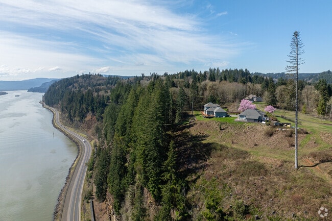 Several Oak Point homes sit on hilltops that overlook the Columbia River.