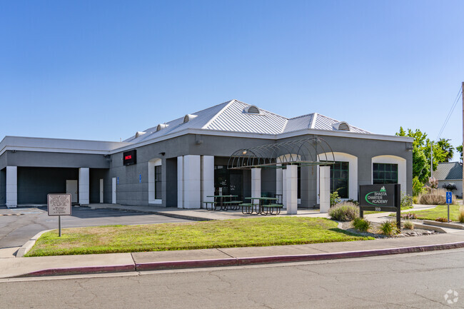 Multiple buildings make up the campus of Shasta Charter Academy.