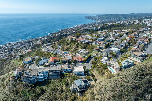 Portafina sits atop the hills of Laguna Beach, with many homes having panoramic views of the Pacific Ocean.