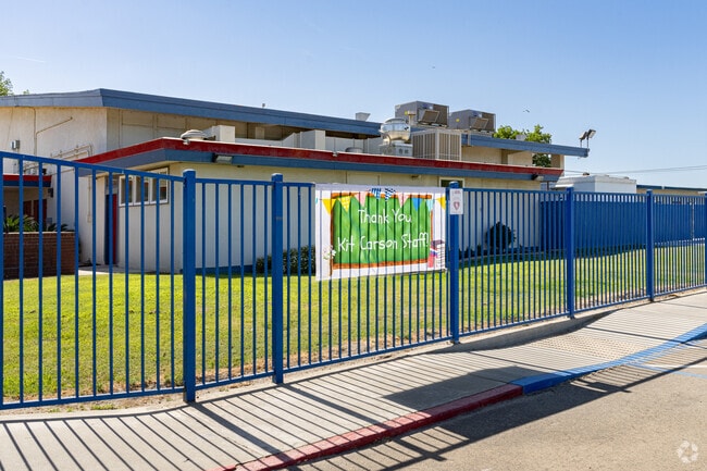 Kit Carson Elementary School shows support for their teachers with a fence poster.