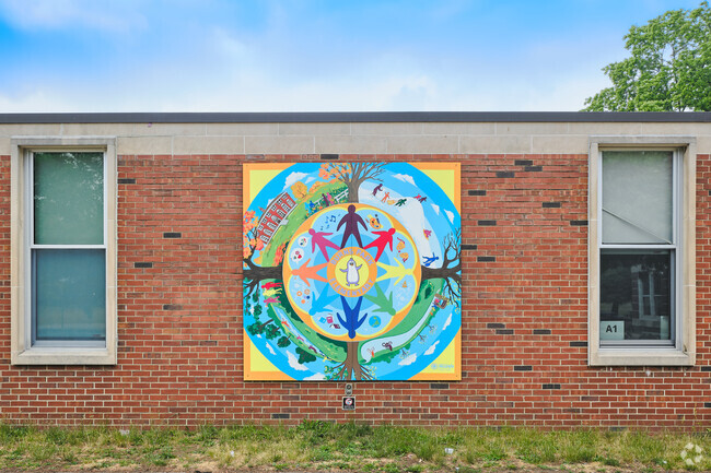 Mural at Burns Park Elementary painted by Treetown Murals in 2011.
