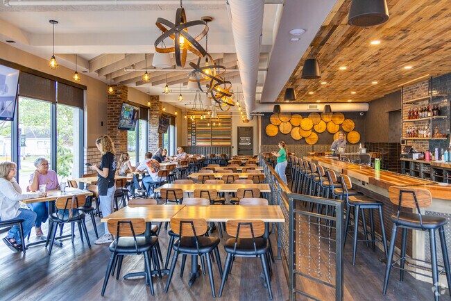 Four Day Ray Brewing and Restaurant is a popular local stop in downtown Yorktown, IN.