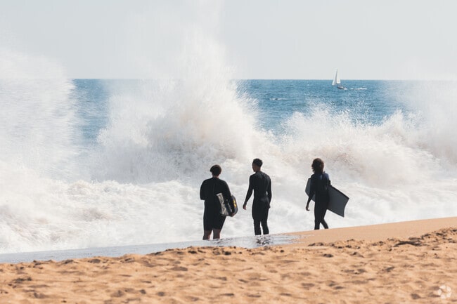 Surfers can enjoy large swells and fewer crowds in West Newport Beach.