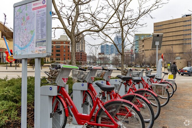 Cincy City Bikes are scattered throughout Pendleton and offer residents a fun way to get around.