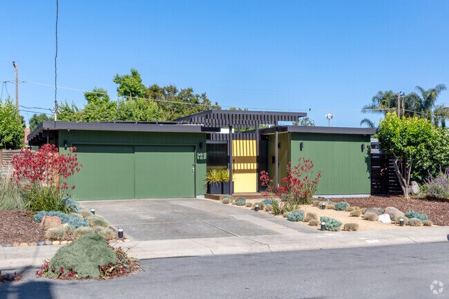 Colorful midcentury modern homes are popular in Fruitdale neighborhood.