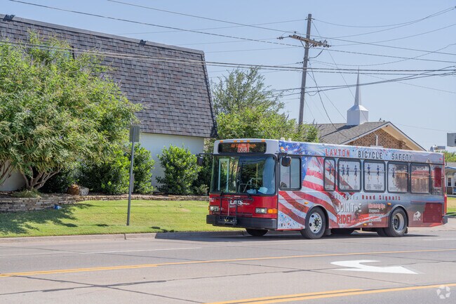 Lawton Area Transit services multiple bus stops throughout the Terrace Hills area.