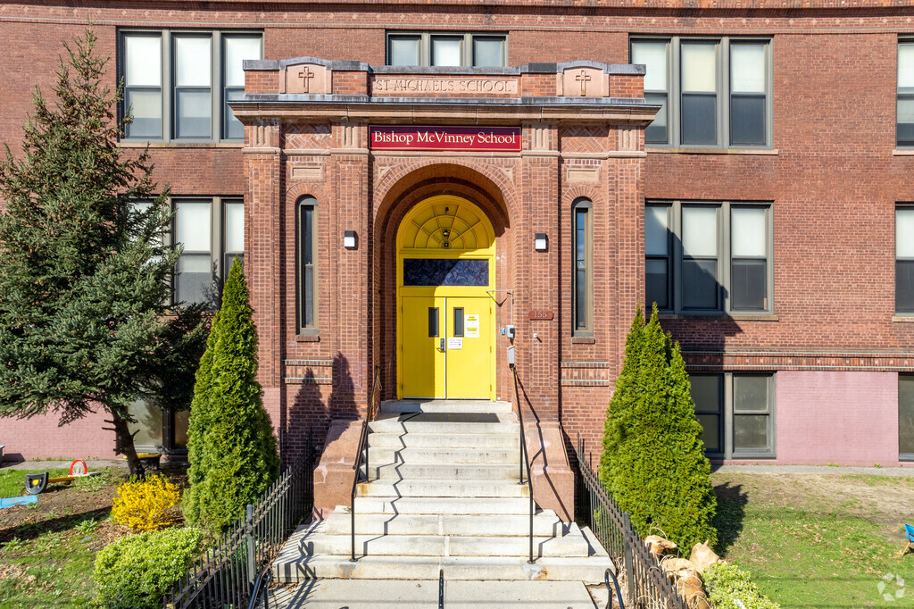 Entrance to Bishop Mcvinney Elementary School located in Lower South Providence, RI.