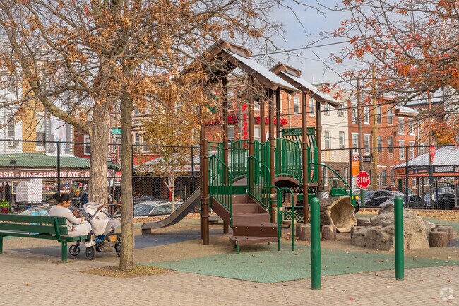 The playground at Capitolo Park has fun climbing structures