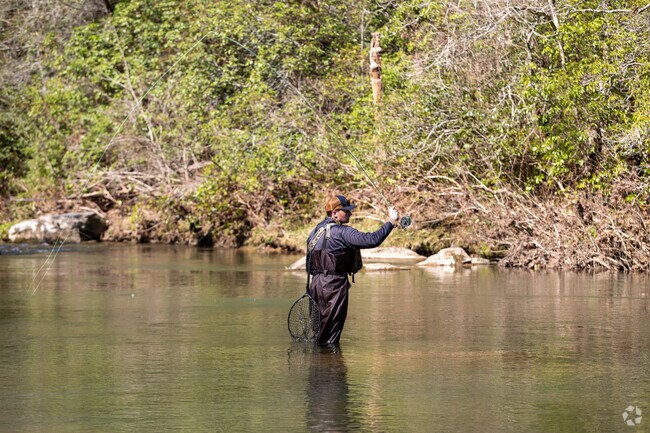 Fly fishing is a common practice in Dawsonville, GA.