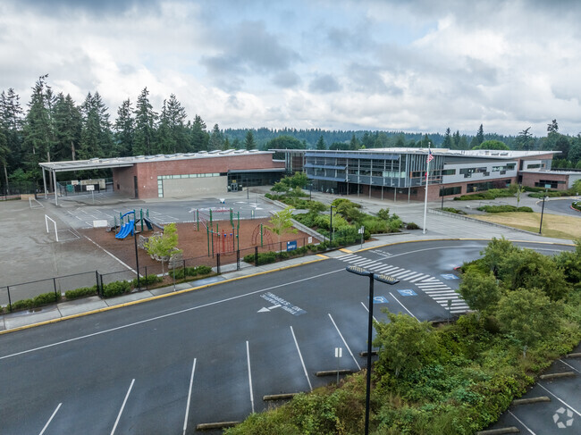 Carl Sandburg Elementary School parking lot and playground.