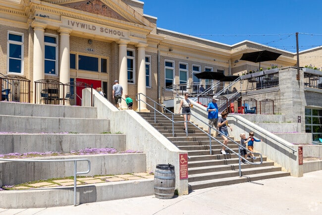 Shops and restaurants are inside the Ivywild School in Ivywild.