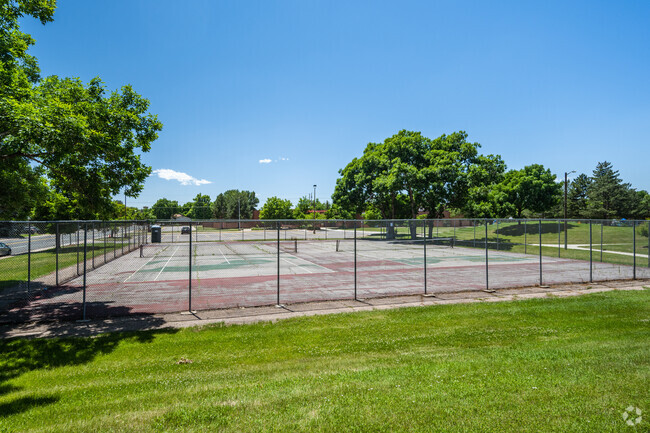 Tennis courts at Sheridan Green Elementary in Broomfield, Colorado.
