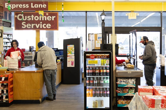 Carone's Market is a locally owned supermarket with a large parking lot in the middle of town.