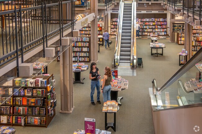 Barnes & Noble has two floors of books and magazines and more.