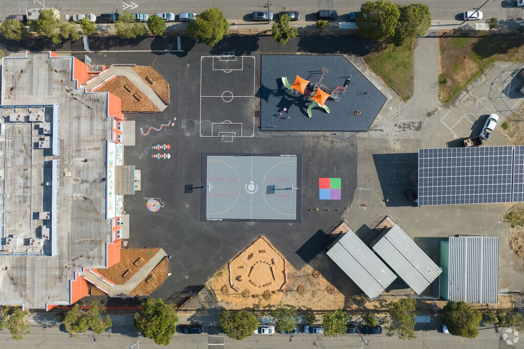 There is a new play area and outdoor space for students of Hoover Elementary School in Oakland.