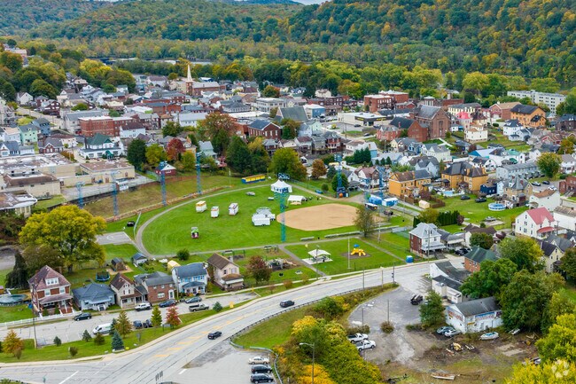 A small part of Manor Township Armstrong is filled with colorful houses.