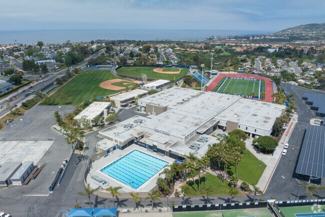An elevated view of Dana Hills High School located in Dana Point, California.