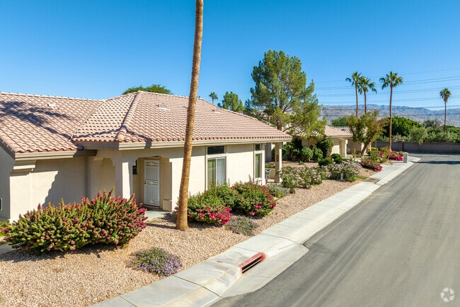 Single-family homes with lovely landscaping fill Sun City Palm Desert.