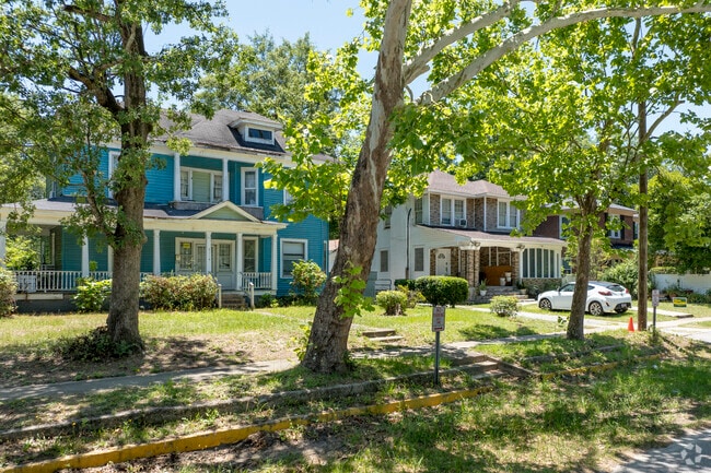 A row of brightly-colored homes charms residents and visitors alike in College Place.