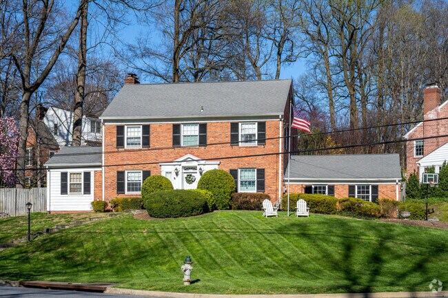 Colonial Revivals, built in the mid-1900s, are prominent throughout the North Chevy Chase neighborhood.