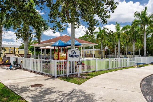 Nicaea Academy in Naples welcomes students with with signage at the front entrance.