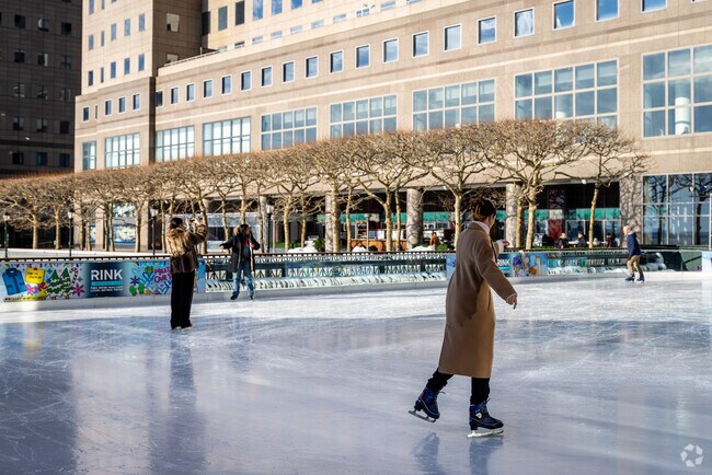 Soak in the city while ice skating at Battery Park.