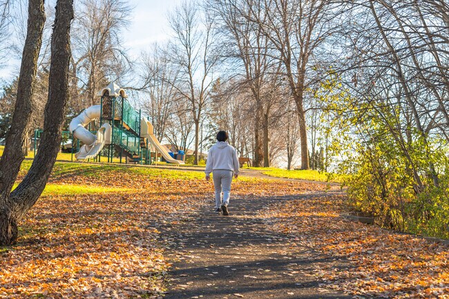Sunset Ridge Park’s playground is popular with Kohlman Lake kids.
