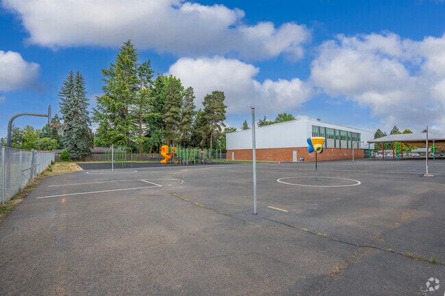 Basketball courts at Mooberry Elementary School in Hillsboro, Oregon