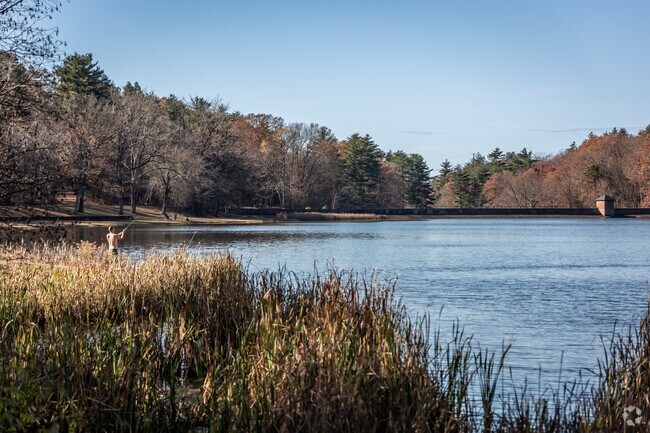 During the summer, swimmers dip into the reservoir at Chicopee Memorial State Park.