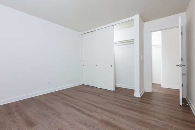 Bedroom with hard surface flooring