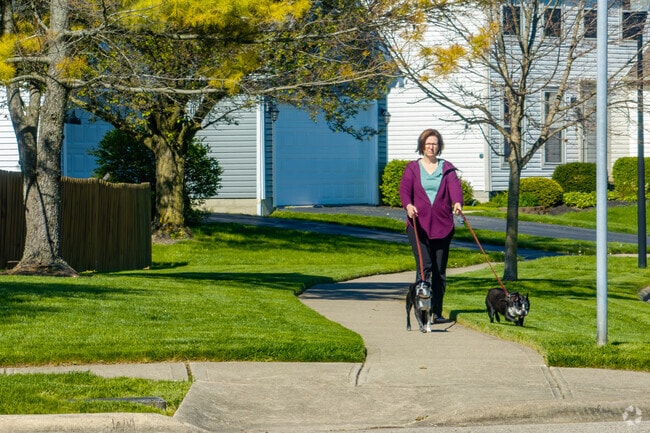 Hilliard Green is a quiet neighborhood where people can walk their dogs along winding sidewalks.