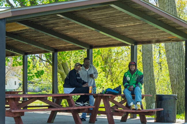 Bel-Aire Woods locals get together for lunch break near Flint Lake Park.