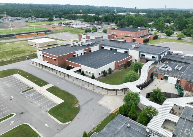 An aerial view toward the fields of the Murphey Middle Charter School in Augusta, GA.