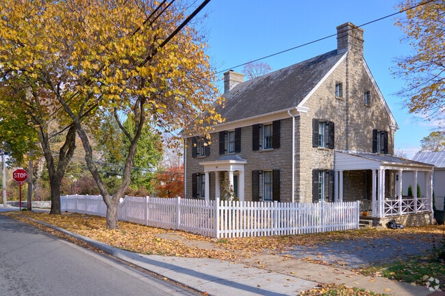 Historic Colonial homes have stone facades in Shepherdstown.