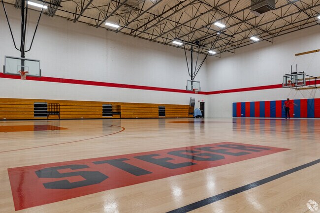 Play a game of basketball in the gymnasium at The Louis Sherman Community Center in Steger.