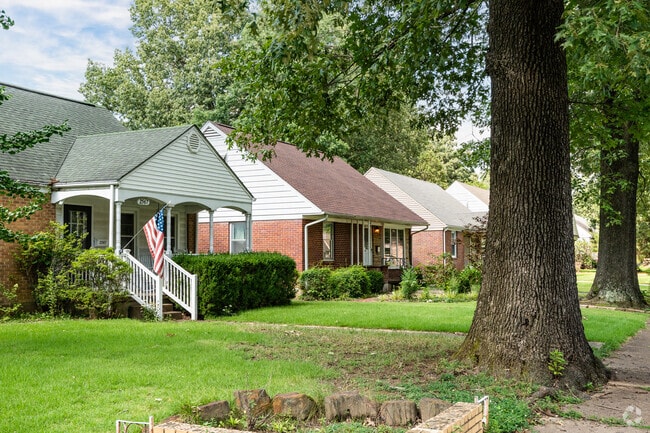 Large, mature trees dominate the streetscape of Carson Park.