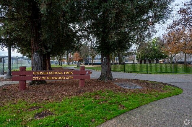 Families enjoy Hoover Park’s open fields and recreation just east of Staumbaugh Heller.