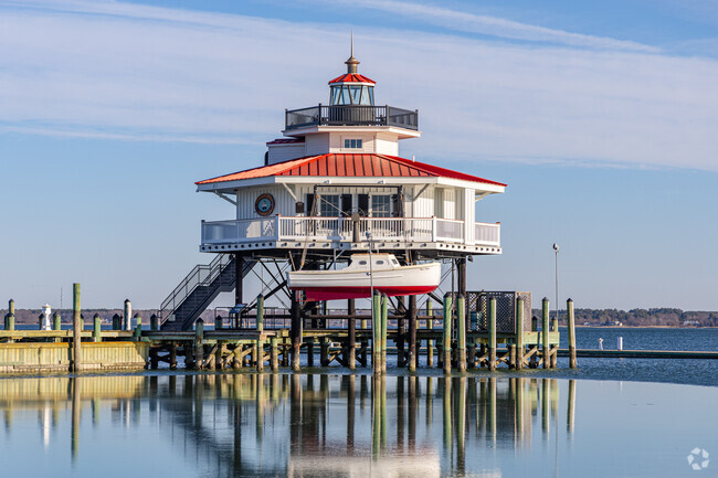 The Choptank River Lighthouse is a replica of an early beacon with a small museum devoted to the area's maritime heritage.